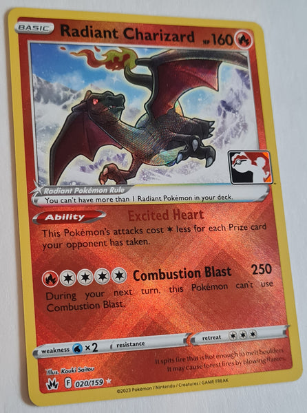 Pokemon Play Prize Pack Series 3 Radiant Charizard #020/159 Rare Holo Trading Card