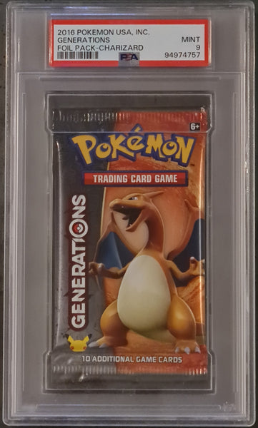 Pokemon Generations PSA Mint 9 Sealed Trading Card Booster Pack (Charizard Art)