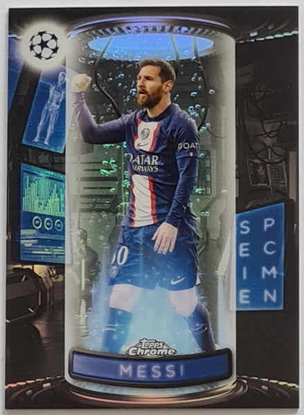 2022-23 Topps Stadium Club Chrome UEFA Champions League Lionel Messi Specimen #S-10 Insert Trading Card