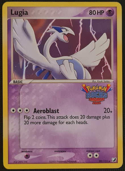 Pokemon Ex Unseen Forces Lugia #29/115 Pokémon Rocks America 2005 Stamped Non-Holo Trading Card Promo