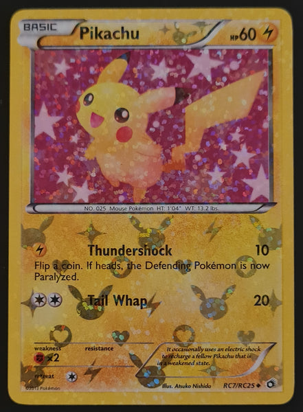 Pokemon Black and White Legendary Treasures Pikachu #RC7/RC25 Radiant Collection Holo Trading Card