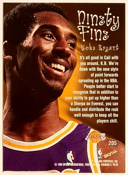 1998-99 Skybox Premium Kobe Bryant Ninety Fine #205 Trading Card