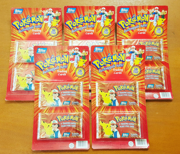 1999 Pokemon Topps Series 1 Sealed (4) Trading Card Pack on Blister Card Packaging (Italian Market Only)