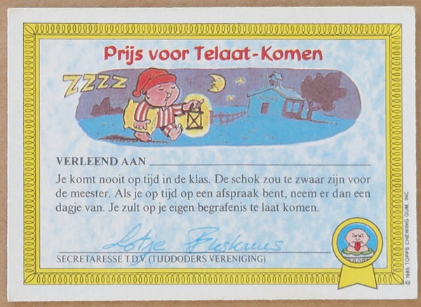 Garbage Pail Kids Original Series 1 #2a - Joep de Snoep Sticker (Dutch Test Set)