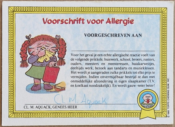 Garbage Pail Kids Original Series 1 #3a - Bob Slokop Sticker (Dutch Test Set)