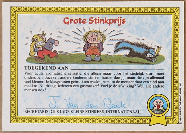 Garbage Pail Kids Original Series 1 #13a - Stef Stofzuiger Sticker (Dutch Test Set)