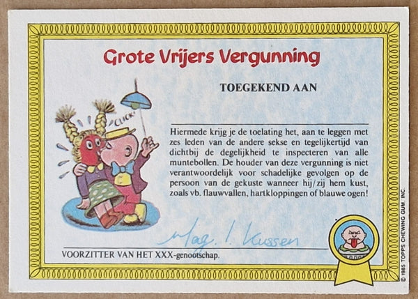 Garbage Pail Kids Original Series 1 #14a - Spoelbak Jack Sticker (Dutch Test Set)