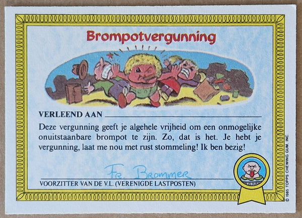 Garbage Pail Kids Original Series 1 #15a - Luk Ongeluk Sticker (Dutch Test Set)