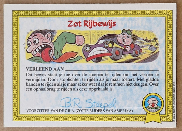 Garbage Pail Kids Original Series 1 #17a - Zotte Lotte Sticker (Dutch Test Set)