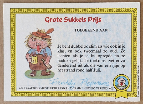 Garbage Pail Kids Original Series 1 #19a - Peter Puistjes Sticker (Dutch Test Set)