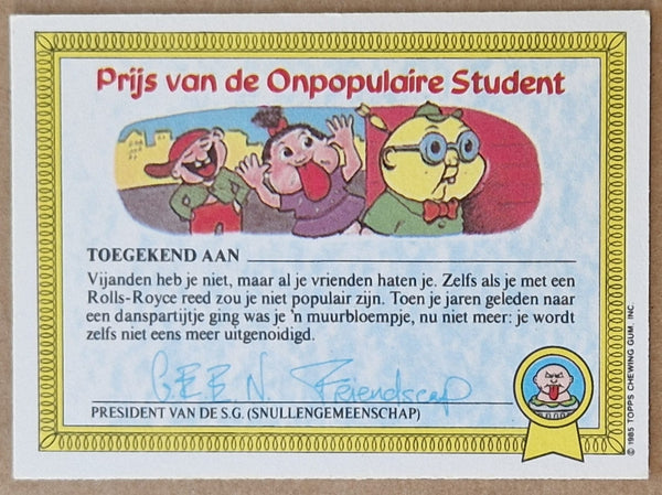 Garbage Pail Kids Original Series 1 #21a - Joop Mikroob Sticker (Dutch Test Set)