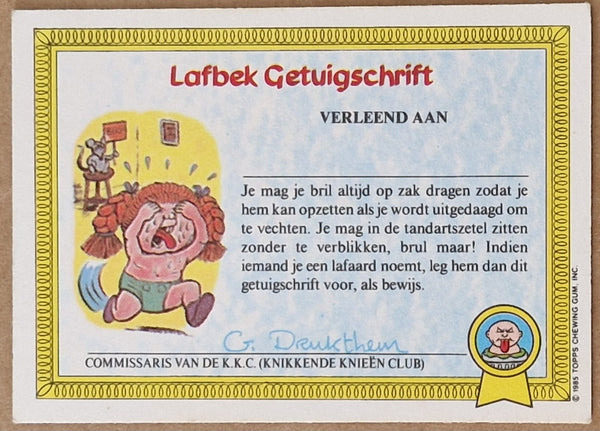 Garbage Pail Kids Original Series 1 #23a - Pieter de Gieter Sticker (Dutch Test Set)