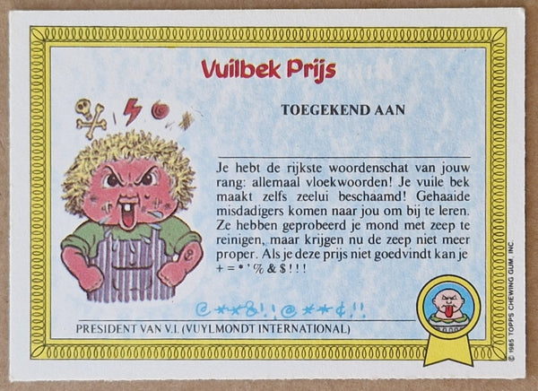 Garbage Pail Kids Original Series 1 #25a - Guus Beduusd Sticker (Dutch Test Set)