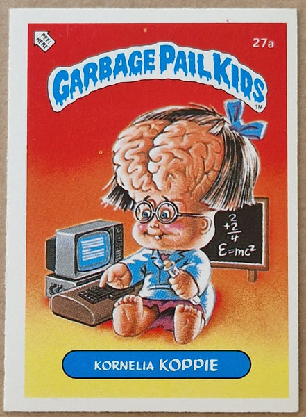 Garbage Pail Kids Original Series 1 #27a - Kornelia Koppie Sticker (Dutch Test Set)