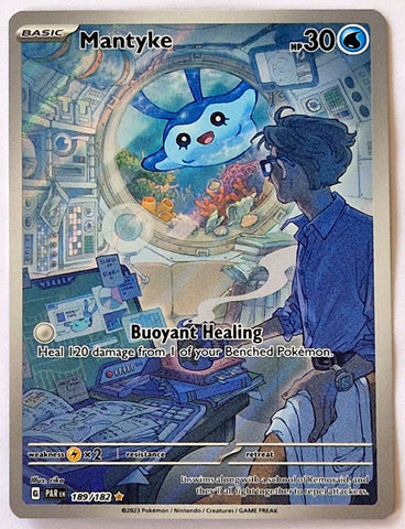 Pokemon Scarlet and Violet Paradox Rift Mantyke #189/182 illustration Rare Holo Trading Card