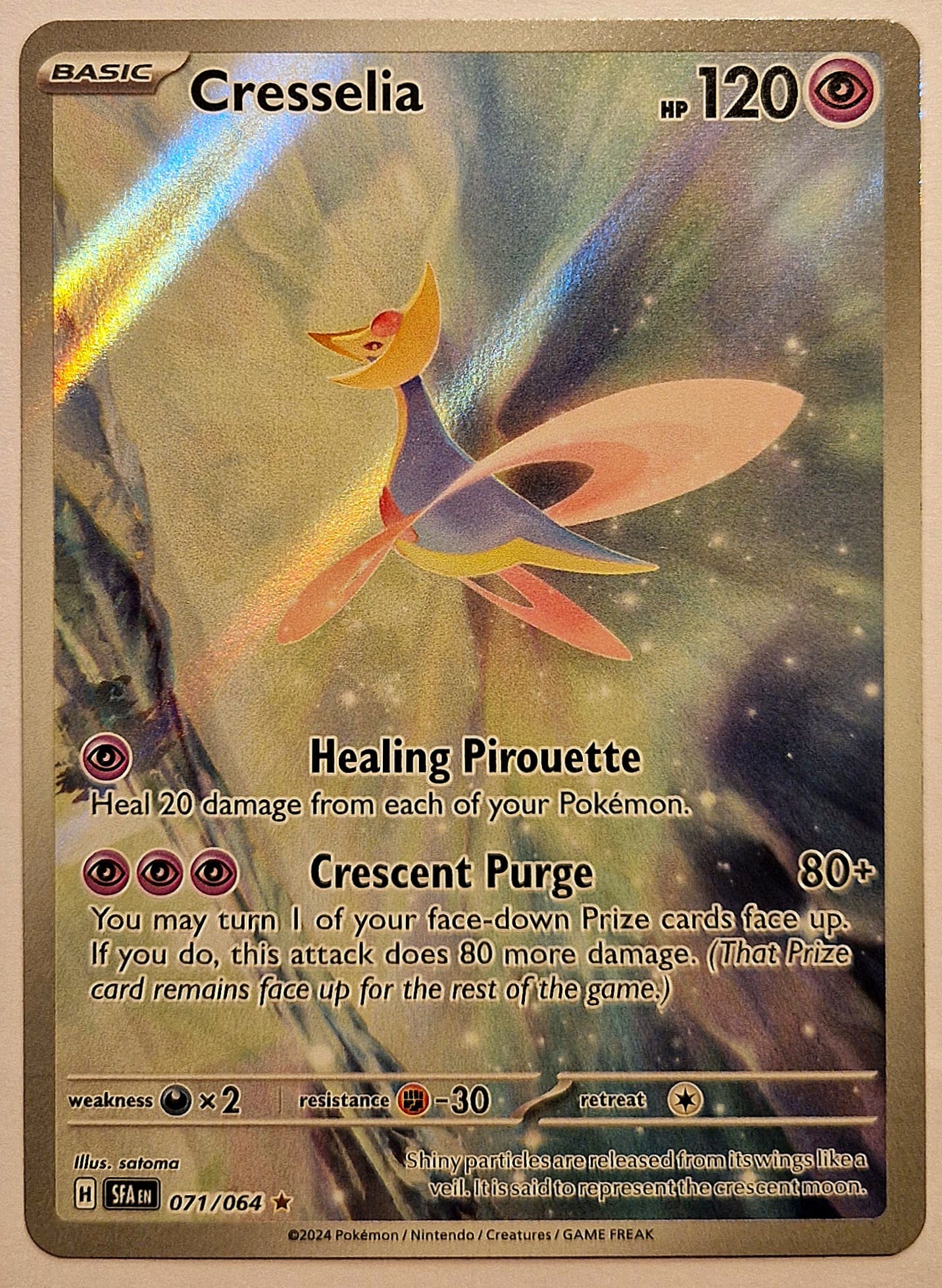 Pokemon Scarlet and Violet Shrouded Fable Cresselia #071/064 Illustration Rare Holo Trading Card