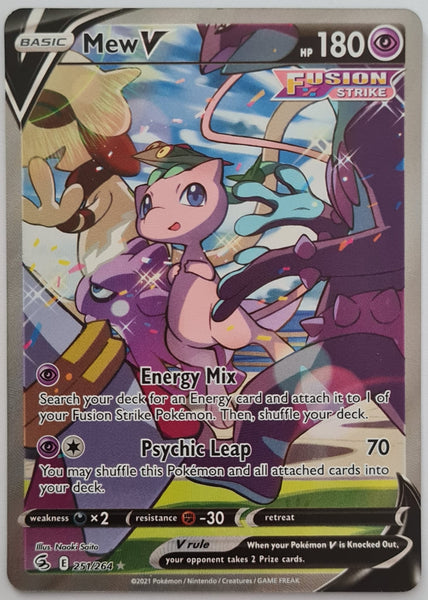 Pokemon Sword and Shield Fusion Strike Mew V #251/264 Special Illustration Rare Holo Trading Card