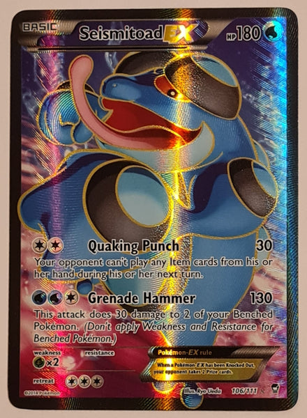 Pokemon XY Furious Fists Seismitoad Ex #106/111 Ultra Rare Holo Trading Card
