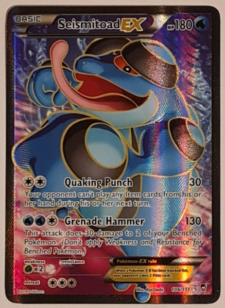 Pokemon XY Furious Fists Seismitoad Ex #106/111 Ultra Rare Holo Trading Card