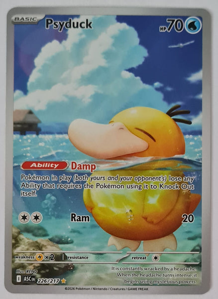 Pokemon Mega Evolution Ascended Heroes Psyduck #226/217 Illustration Rare Holo Trading Card