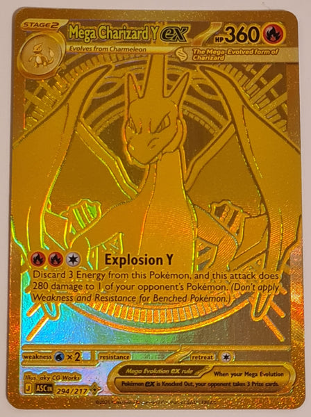 Pokemon Mega Evolution Ascended Heroes Mega Charizard Y Ex #294/217 Secret Rare Holo Trading Card