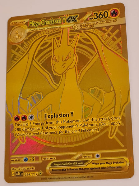 Pokemon Mega Evolution Ascended Heroes Mega Charizard Y Ex #294/217 Secret Rare Holo Trading Card