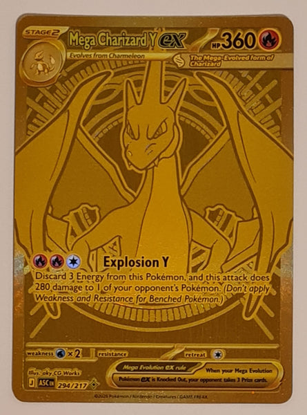 Pokemon Mega Evolution Ascended Heroes Mega Charizard Y Ex #294/217 Secret Rare Holo Trading Card