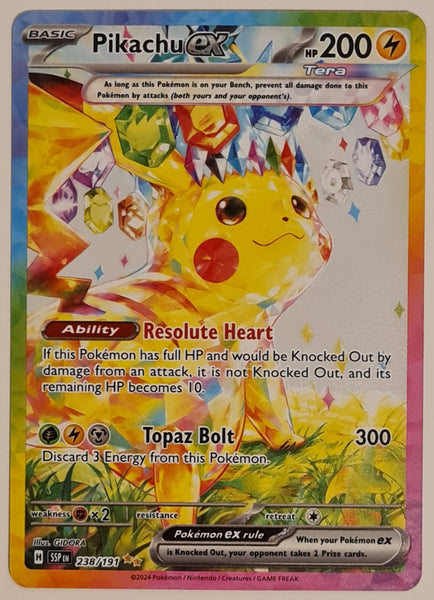 Pokemon Scarlet and Violet Surging Sparks Pikachu Ex #238/191 Special Illustration Rare Holo Trading Card