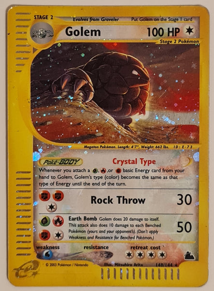 Pokemon Skyridge Golem #148/144 Holo Secret Rare Trading Card