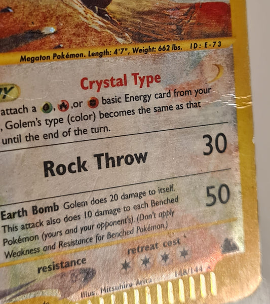 Pokemon Skyridge Golem #148/144 Holo Secret Rare Trading Card