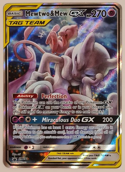Pokemon Sun and Moon Mewtwo and Mew GX #SM191 Black Star Holo Trading Card