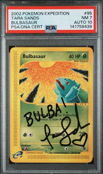 Pokemon Expedition Bulbasaur #95/165 PSA 7/AUTO 10 Trading Card (Signed by Tara Sands - Pop 1!)