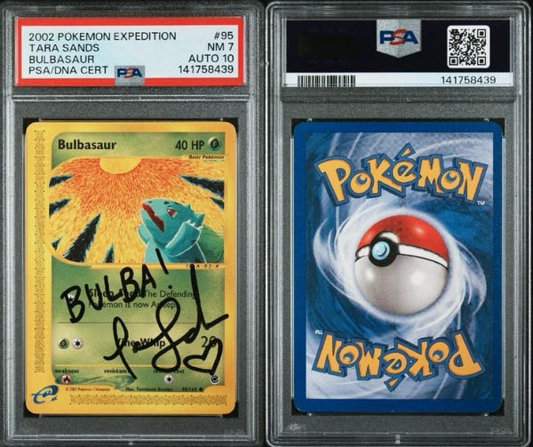 Pokemon Expedition Bulbasaur #95/165 PSA 7/AUTO 10 Trading Card (Signed by Tara Sands - Pop 1!)