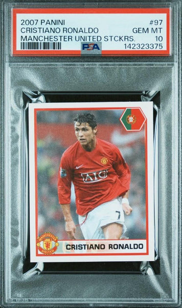 2007-08 Panini Manchester United Cristiano Ronaldo #97 PSA Gem Mint 10 Sticker (Pop 1)