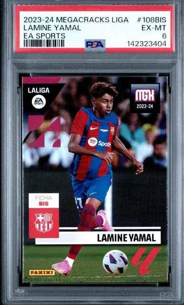 2023-24 Panini Megacracks Liga EA Sports Lamine Yamal #108BIS PSA EX-MT 6 Rookie Card