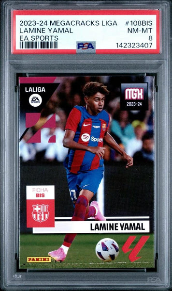 2023-24 Panini Megacracks Liga EA Sports Lamine Yamal #108BIS PSA NM-MT 8 Rookie Card