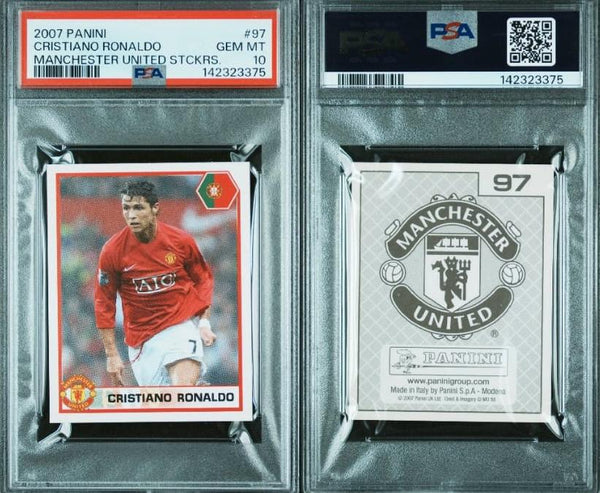 2007-08 Panini Manchester United Cristiano Ronaldo #97 PSA Gem Mint 10 Sticker (Pop 1)