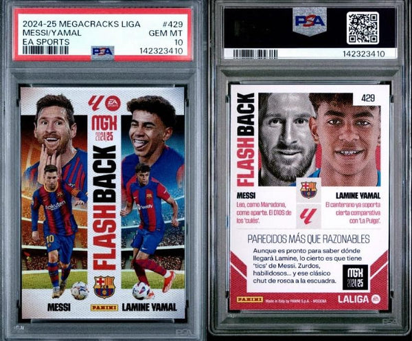 2024-25 Panini Megacracks Liga EA Sports Lionel Messi/Lamine Yamal #429 PSA Gem Mint 10 Trading Card