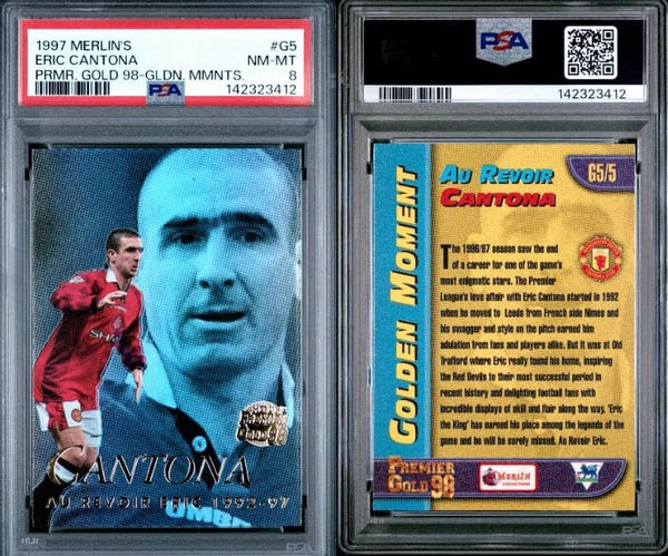 1997 Merlin's Premier Gold 98 Golden Moment Eric Cantona #G5 PSA NM-MT 8 Trading Card