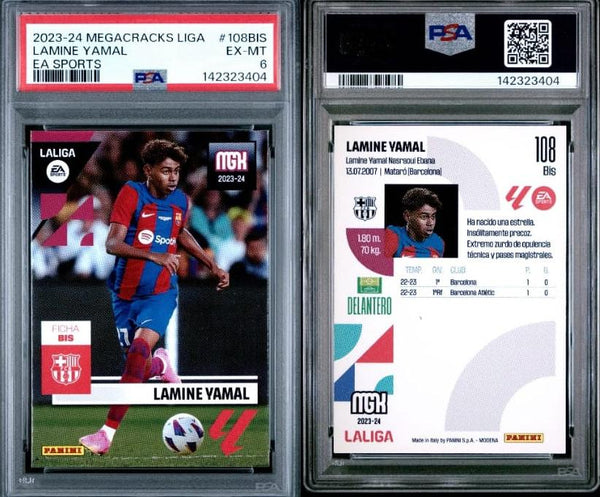 2023-24 Panini Megacracks Liga EA Sports Lamine Yamal #108BIS PSA EX-MT 6 Rookie Card