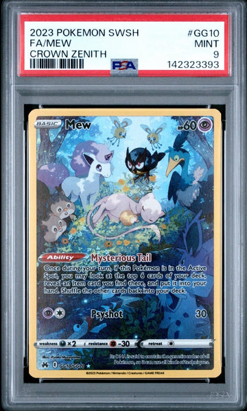 Pokemon Sword and Shield Crown Zenith Mew #GG10/GG70 PSA Mint 9 Galarian Gallery Illustration Rare Holo Trading Card