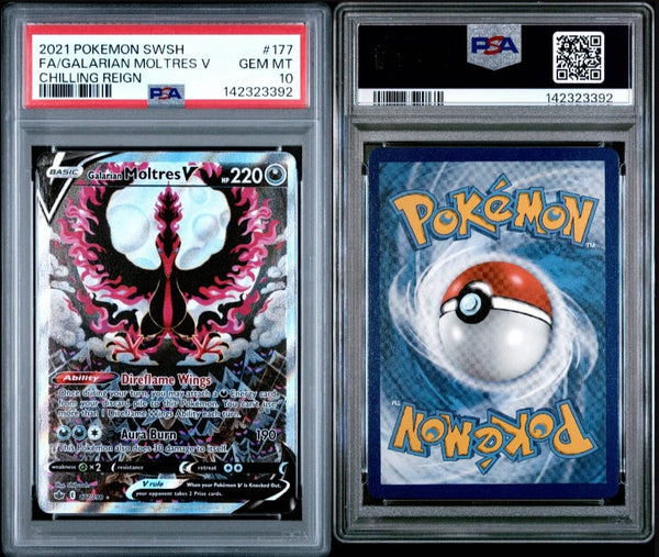 Pokemon Sword and Shield Chilling Reign Galarian Moltres V #177/198 PSA GEM MINT 10 Special Illustration Rare Holo Trading Card