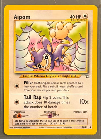 aipom pokemon card value Neo Genesis #26/111 Trading – Rotterdam Comics Deck Types:Grave Danger Artist: Ryo Ueda Common Retreat cost MTG Aetherdrift Bundle –