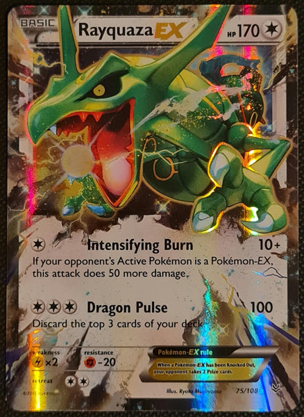 Pokemon XY Roaring Skies Rayquaza Ex #76/108 Ultra Rare Holo Trading Card