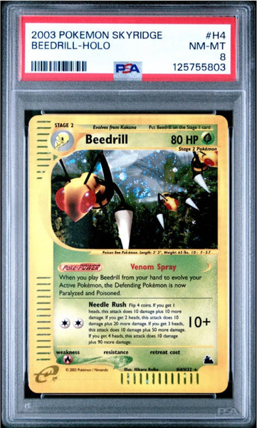 Pokemon Skyridge Beedrill #H4/H32 PSA 8 Rare (Swirl) Holo Trading Card