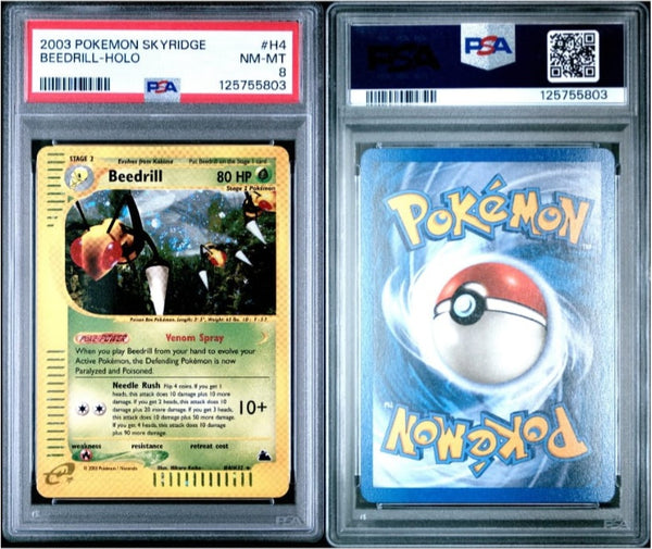 Pokemon Skyridge Beedrill #H4/H32 PSA 8 Rare (Swirl) Holo Trading Card