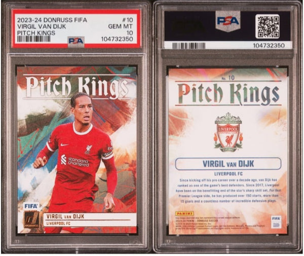 2023-24 Panini Donruss Soccer FIFA Virgil Van Dijk Pitch Kings #10 PSA GEM MINT 10 Trading Card