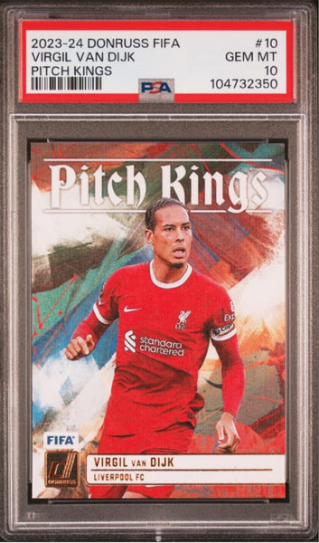 2023-24 Panini Donruss Soccer FIFA Virgil Van Dijk Pitch Kings #10 PSA GEM MINT 10 Trading Card