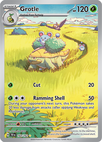 Pokemon Scarlet and Violet Temporal Forces Grotle #164/162 Illustration Rare Holo Trading Card