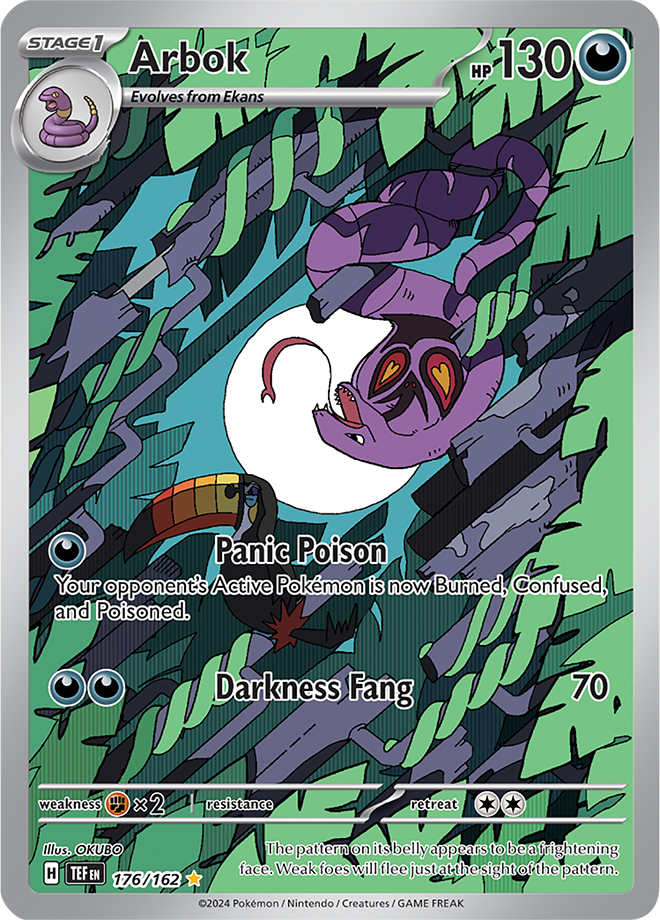 Pokemon Scarlet and Violet Temporal Forces Arbok #176/162 Illustration Rare Holo Trading Card